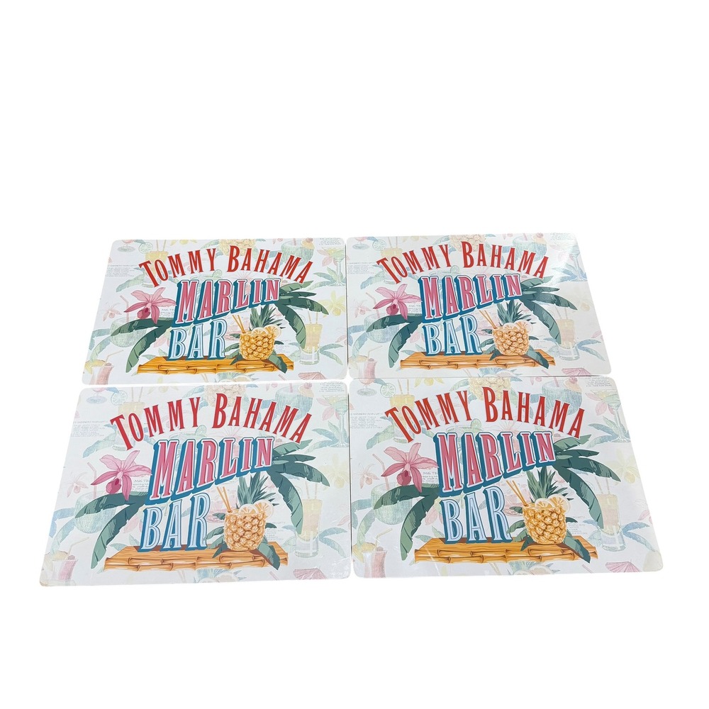 Tommy Bahama Marlin Bar Cork Back Placemats Set of 4 Tropical Pineapple 16x11.5 - Picture 3 of 5